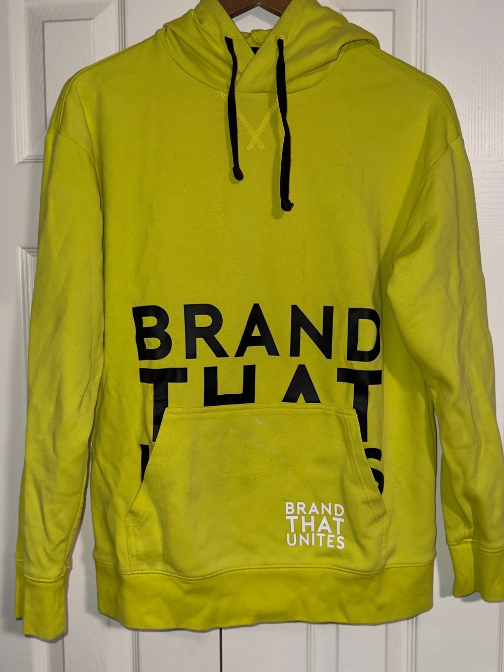 Express EXP Brand That Unites Neon Lime Graphic Hoodie Small
